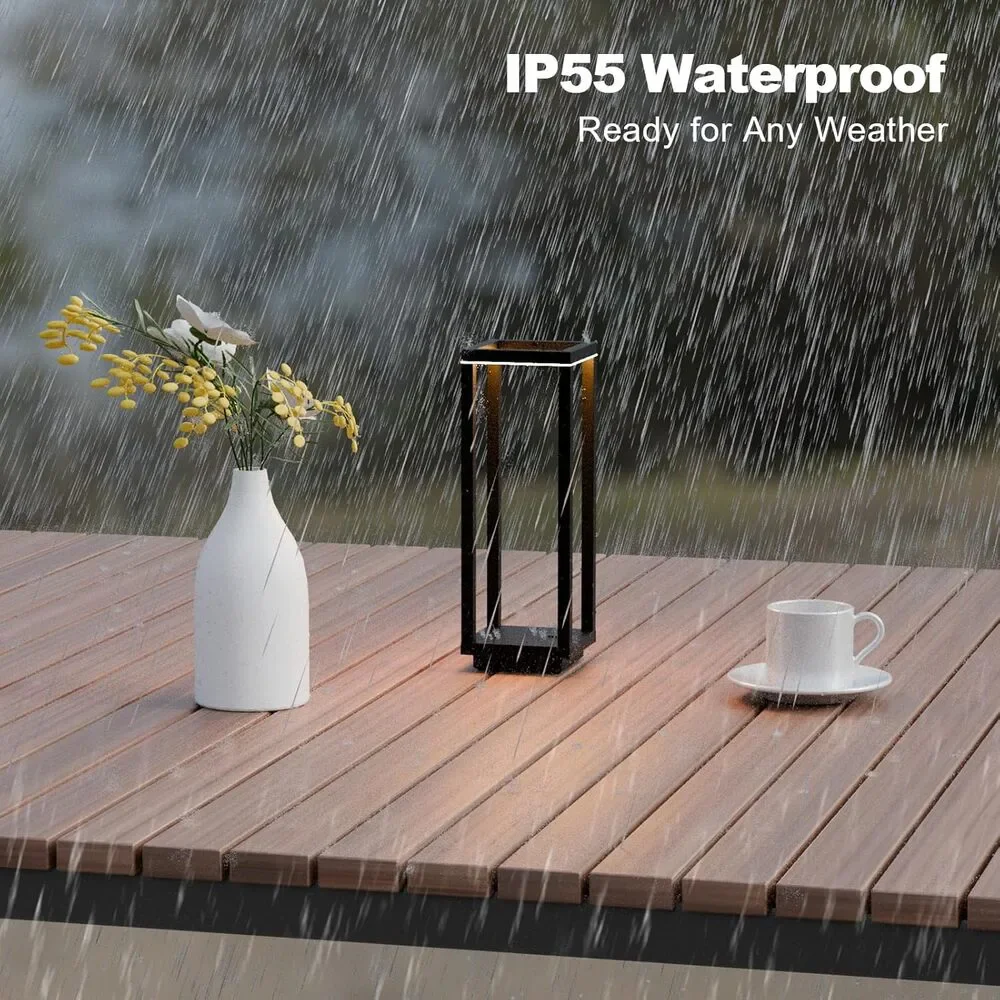 Cordless Table Lamp Rechargeable, IP55 Waterproof 3 Color Stepless Dimming